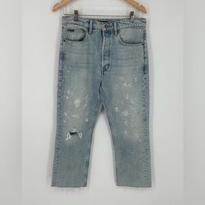 Polo Ralph Lauren Relaxed Straight Crop Womens Sz 27 Raw Hem Distressed Splatter